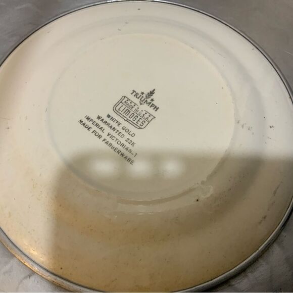Triumph Limoges Dish Imperial Victorian White Gold 22k Wrought Farberware - Picture 2 of 5